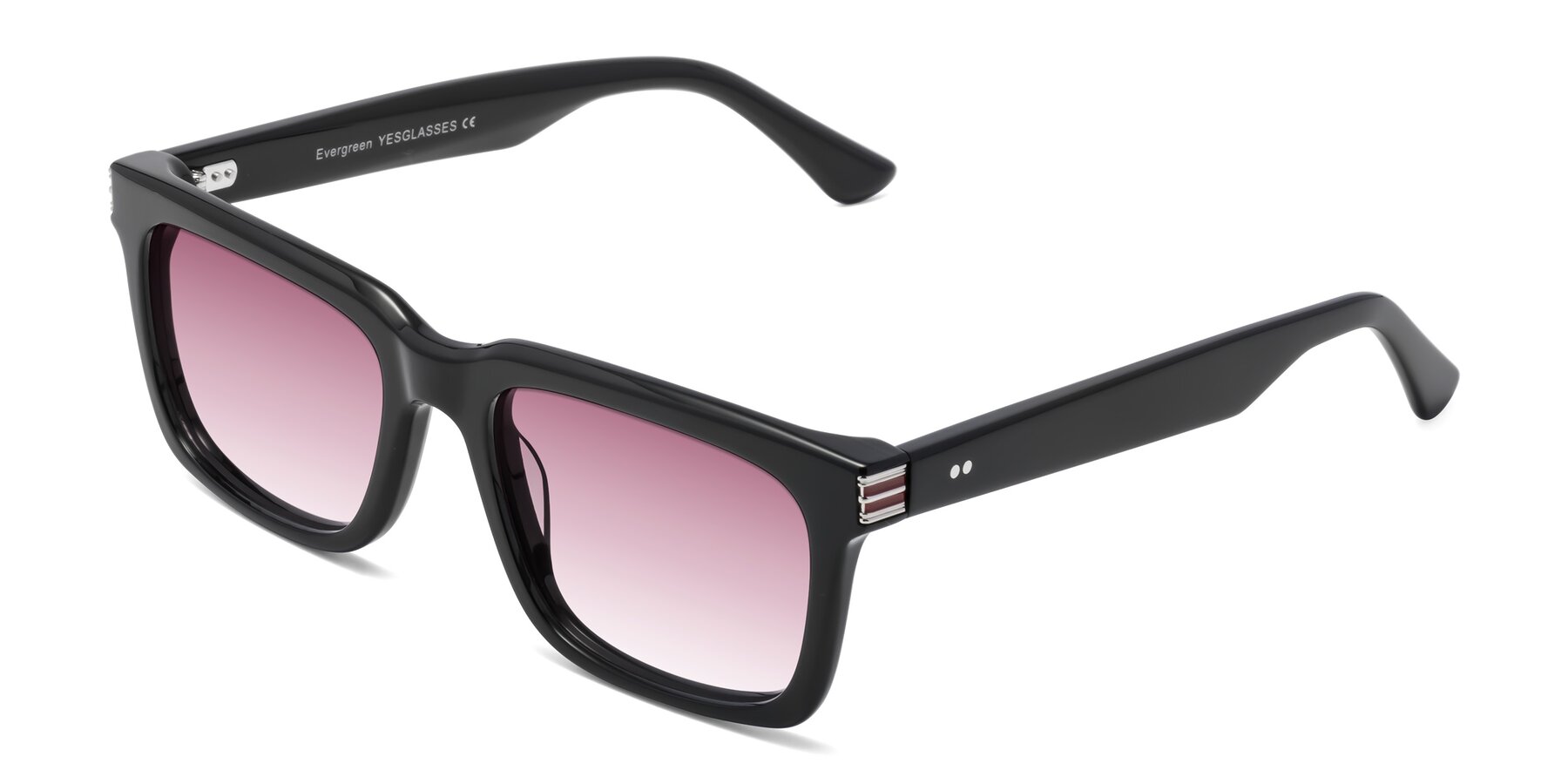 Angle of Evergreen in Black with Wine Gradient Lenses