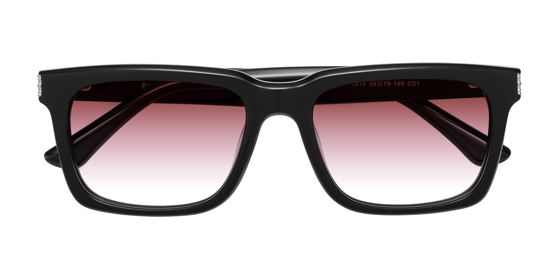 Folded Front of Evergreen in Black with Garnet Gradient Lenses