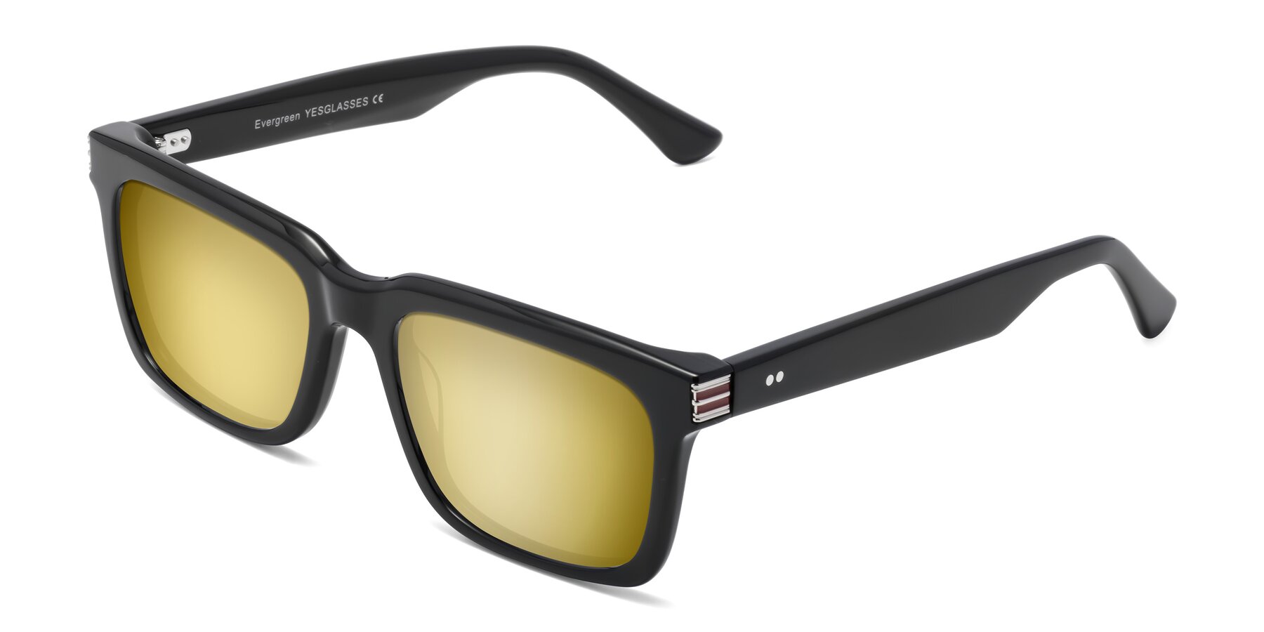 Angle of Evergreen in Black with Gold Mirrored Lenses