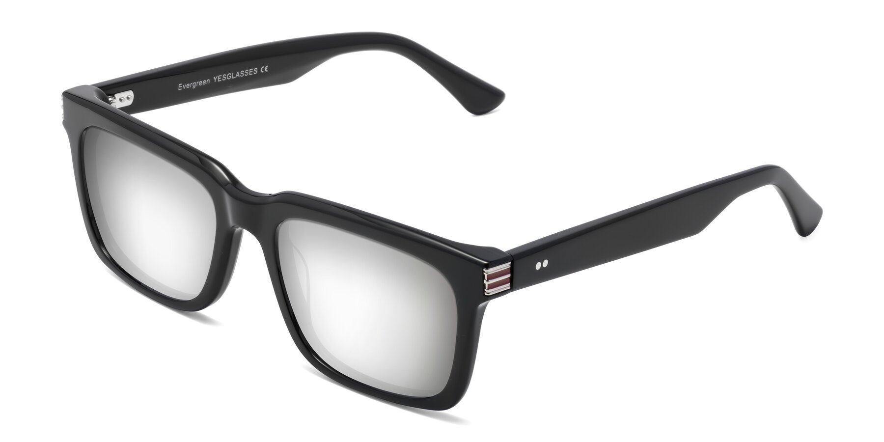 Angle of Evergreen in Black with Silver Mirrored Lenses