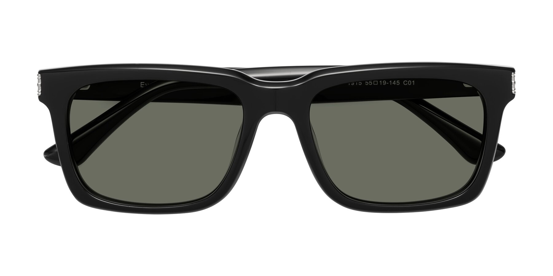 Folded Front of Evergreen in Black with Gray Polarized Lenses
