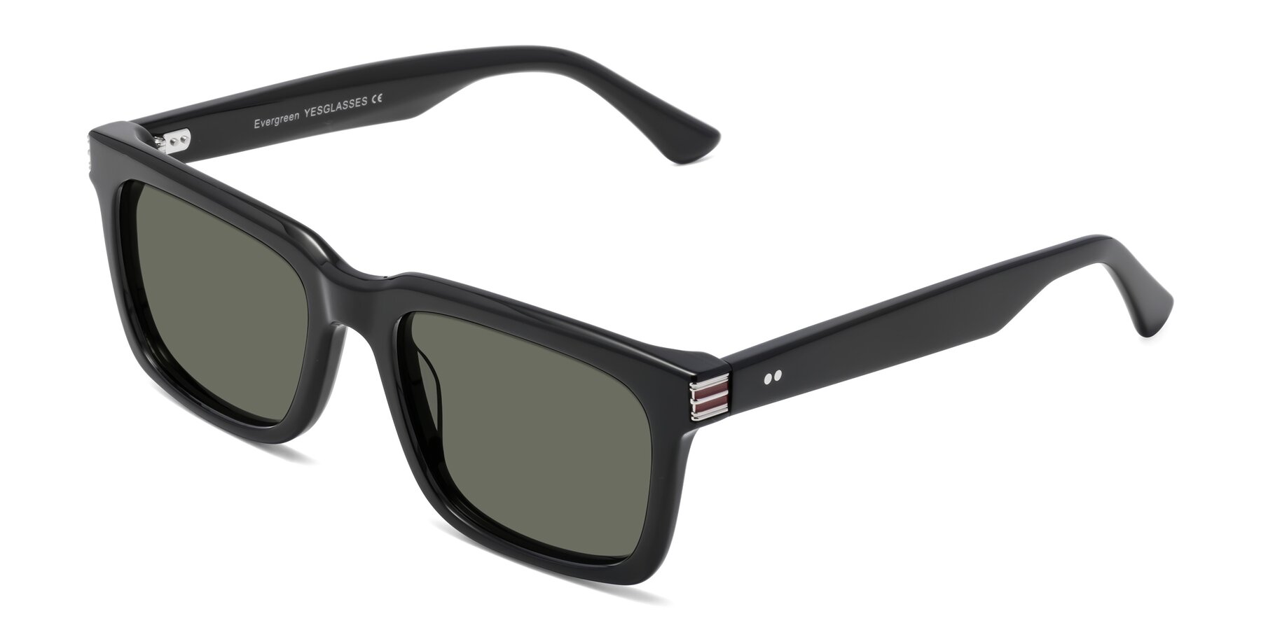 Angle of Evergreen in Black with Gray Polarized Lenses