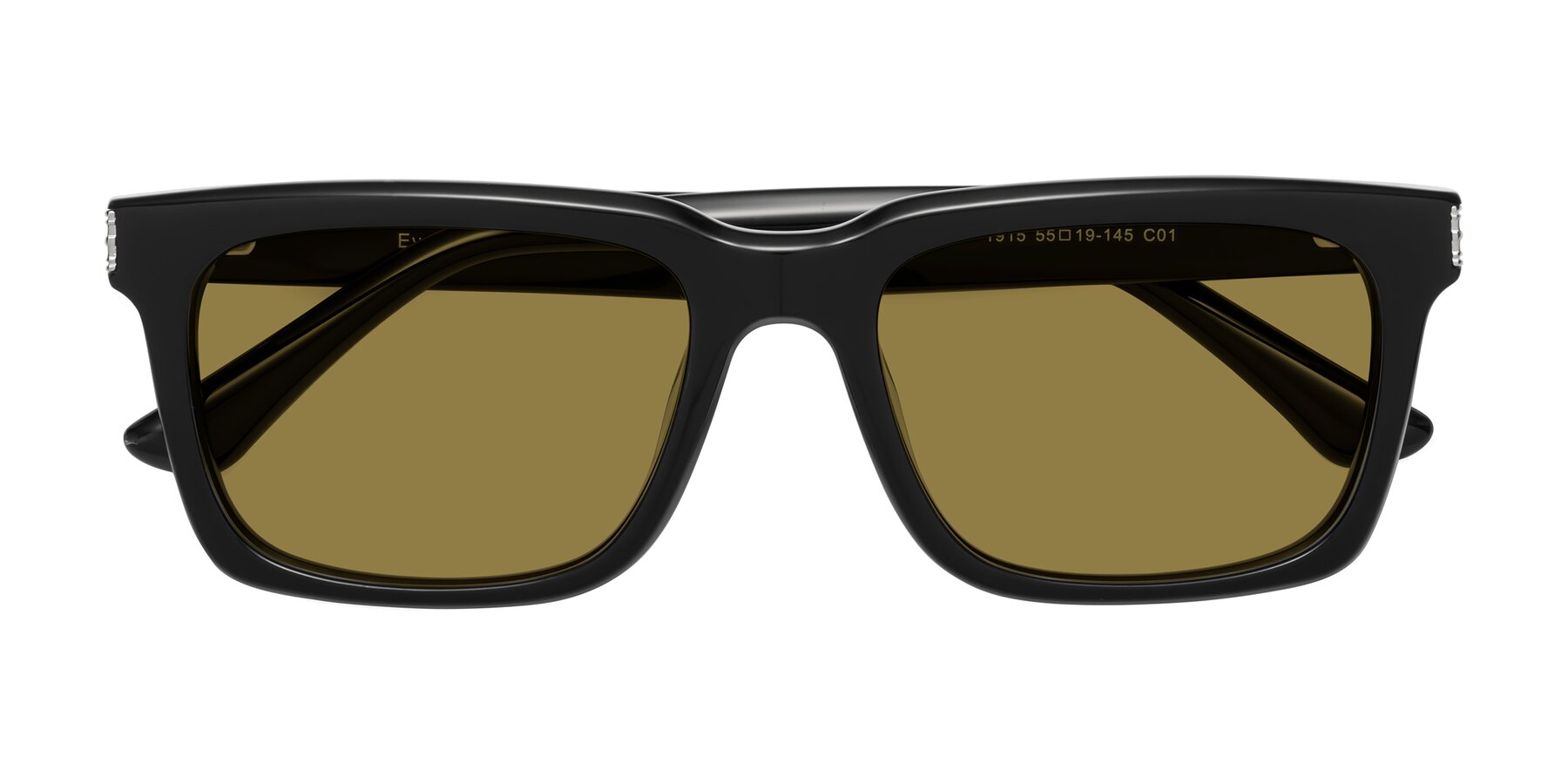 Folded Front of Evergreen in Black with Brown Polarized Lenses