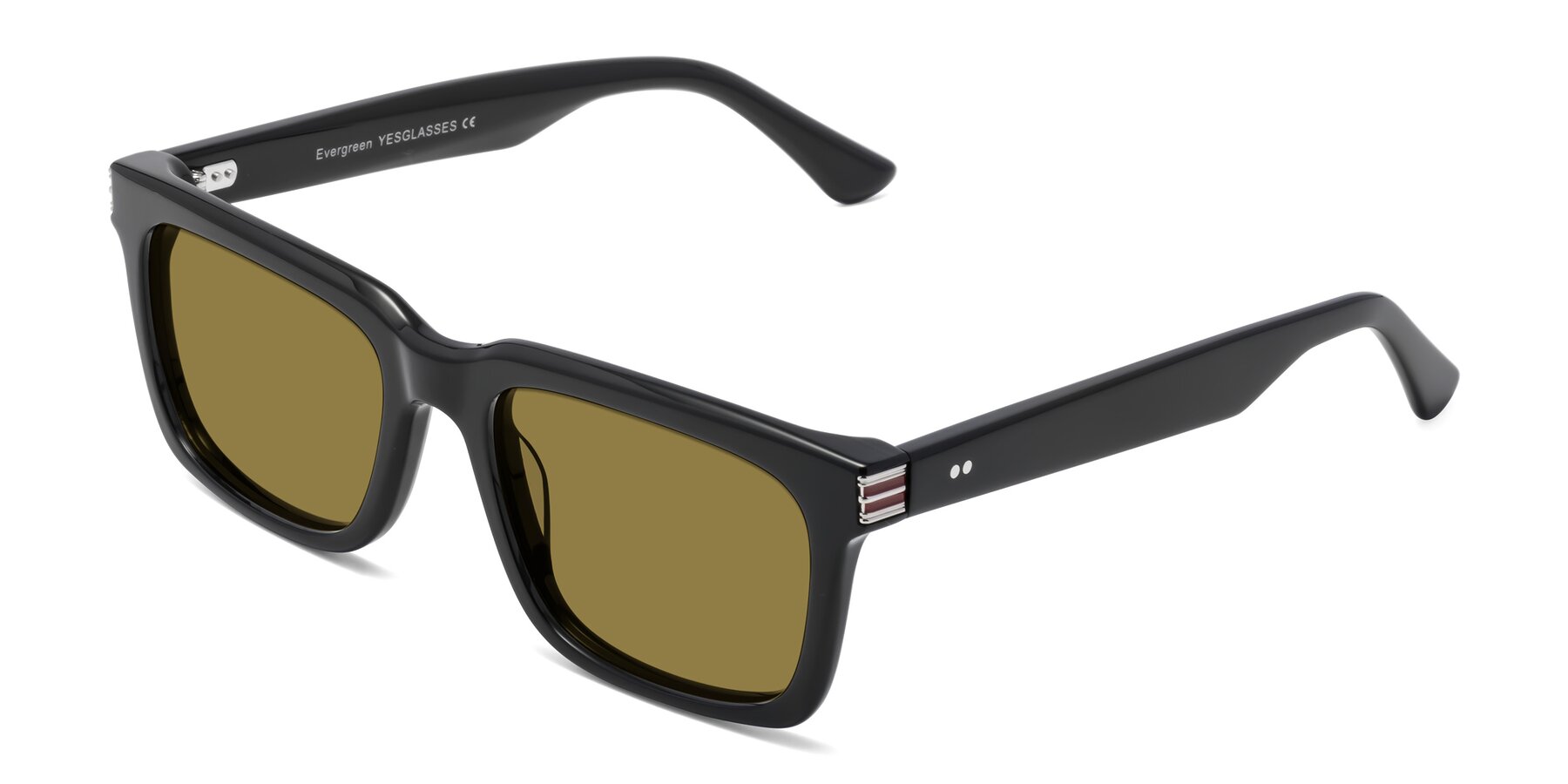 Angle of Evergreen in Black with Brown Polarized Lenses