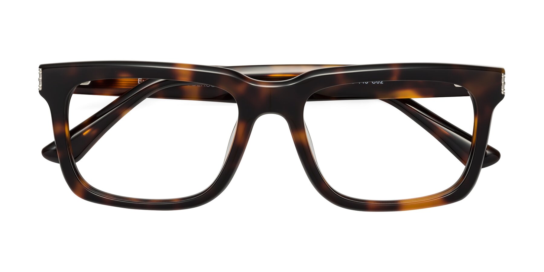 Folded Front of Evergreen in Tortoise with Clear Eyeglass Lenses