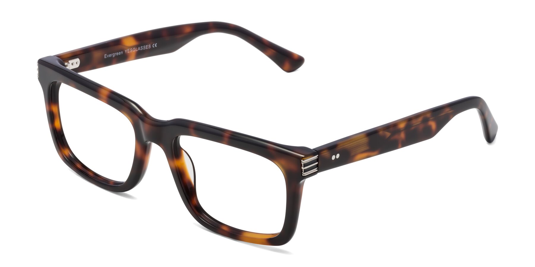 Angle of Evergreen in Tortoise with Clear Eyeglass Lenses
