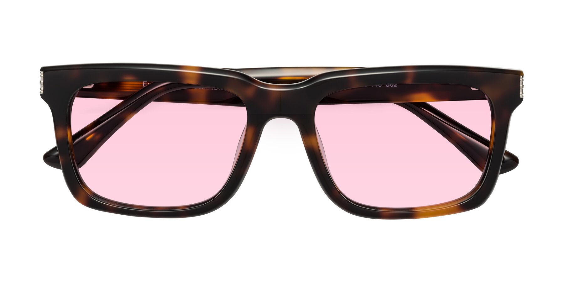 Folded Front of Evergreen in Tortoise with Light Pink Tinted Lenses