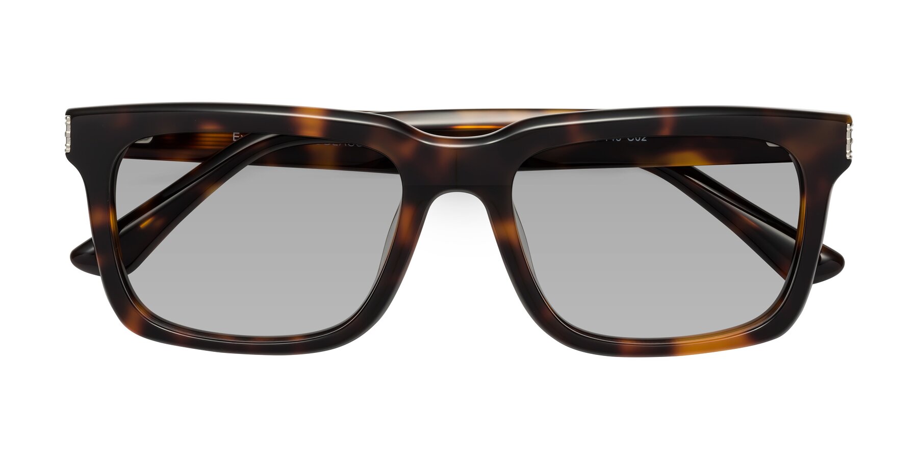 Folded Front of Evergreen in Tortoise with Light Gray Tinted Lenses