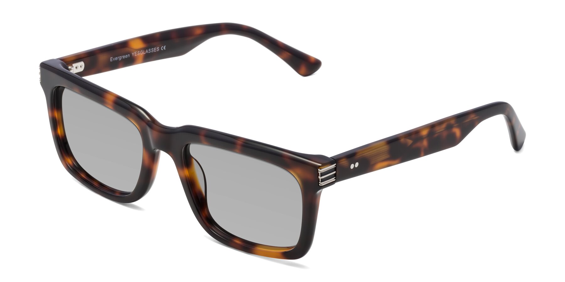 Angle of Evergreen in Tortoise with Light Gray Tinted Lenses