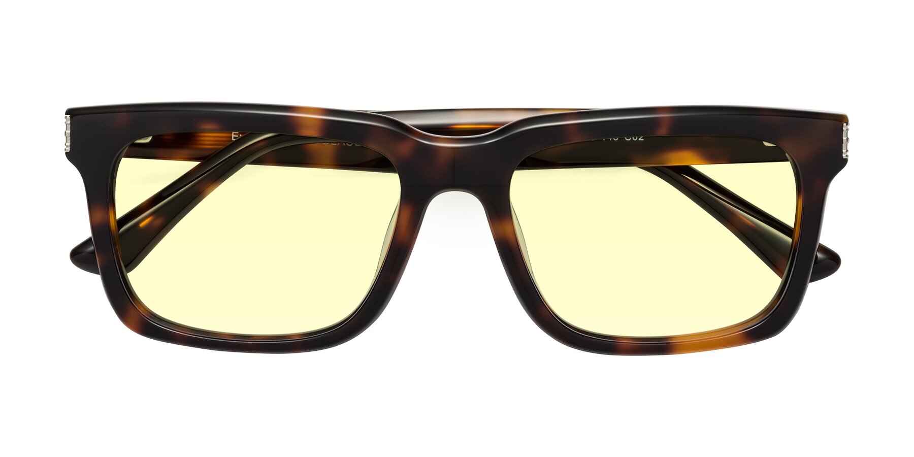 Folded Front of Evergreen in Tortoise with Light Yellow Tinted Lenses