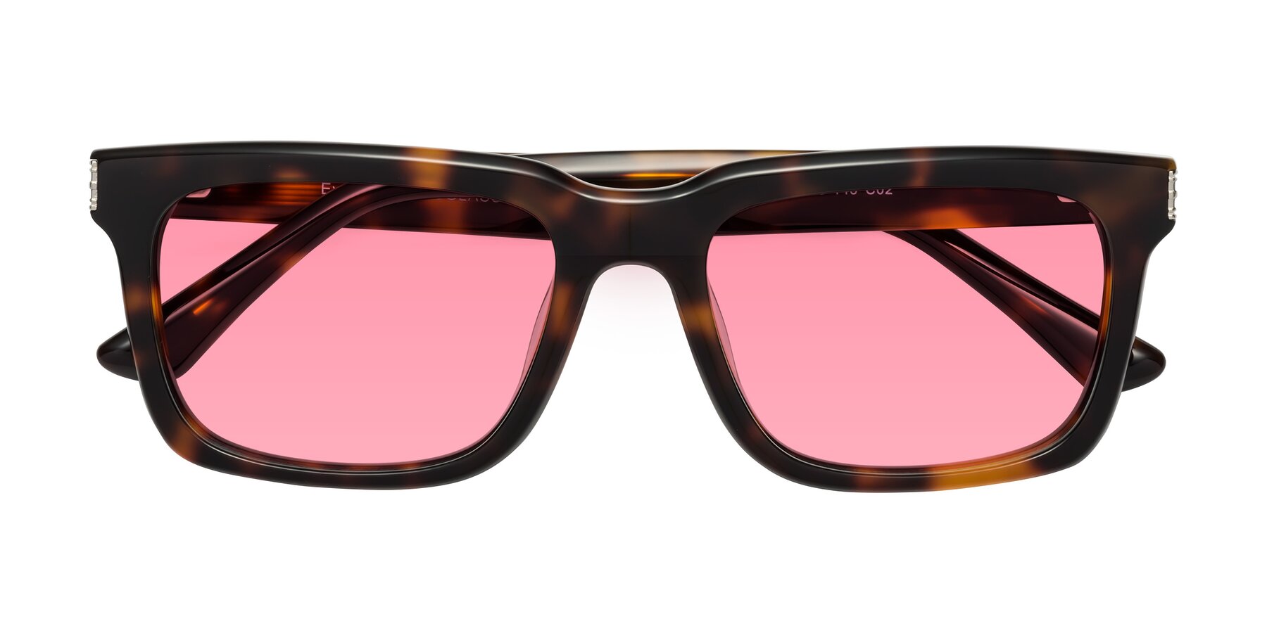 Folded Front of Evergreen in Tortoise with Pink Tinted Lenses