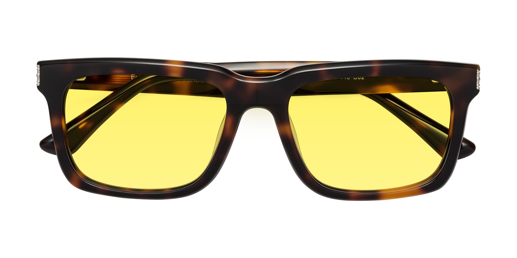 Folded Front of Evergreen in Tortoise with Medium Yellow Tinted Lenses