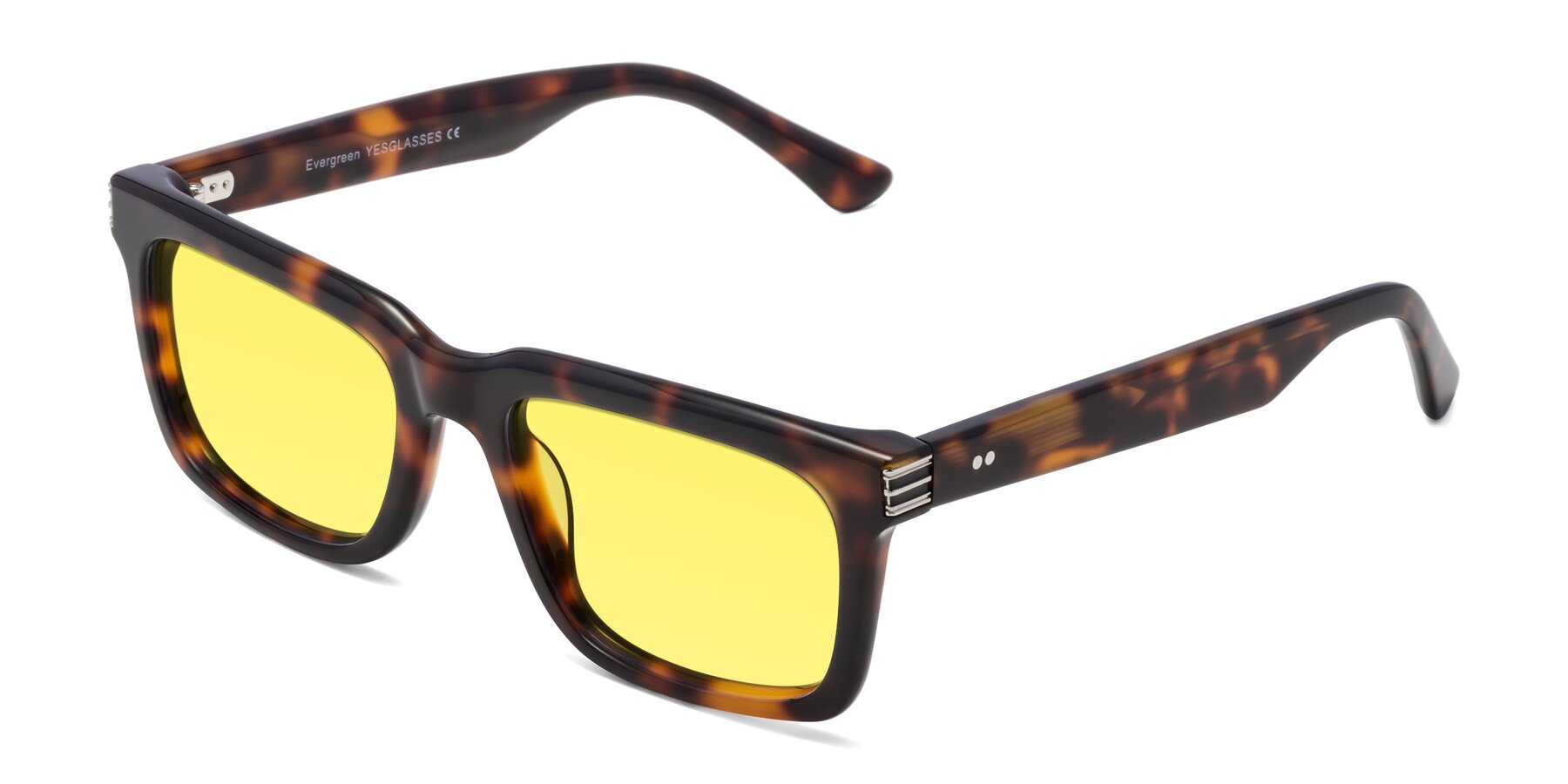 Angle of Evergreen in Tortoise with Medium Yellow Tinted Lenses