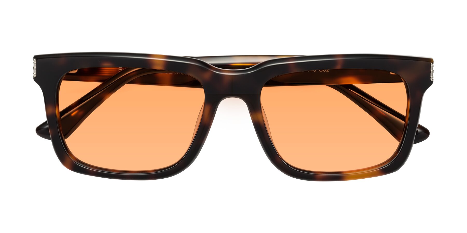 Folded Front of Evergreen in Tortoise with Medium Orange Tinted Lenses