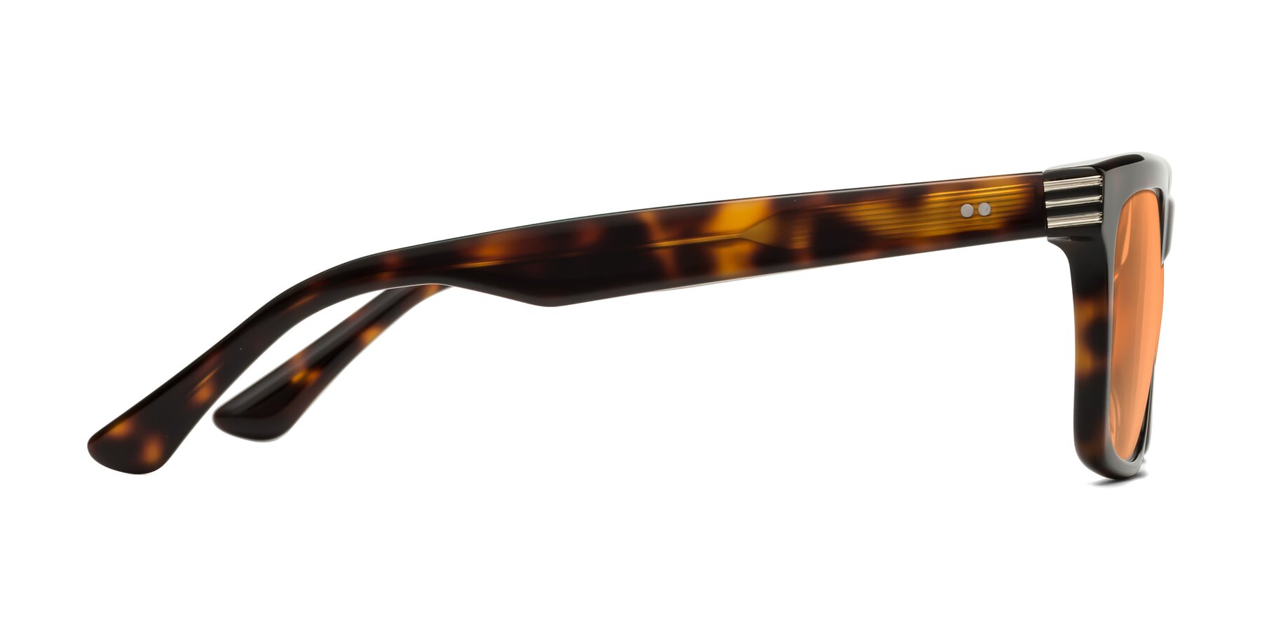 Side of Evergreen in Tortoise with Medium Orange Tinted Lenses