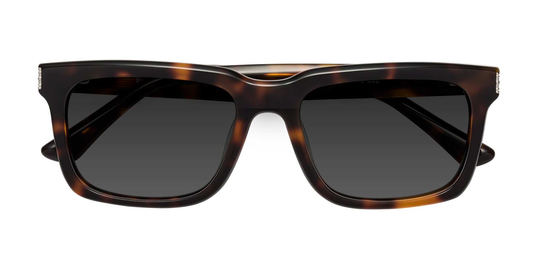 Folded Front of Evergreen in Tortoise with Gray Tinted Lenses