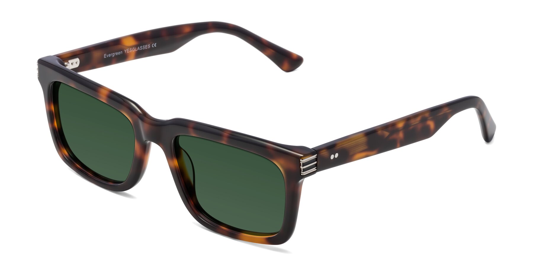 Angle of Evergreen in Tortoise with Green Tinted Lenses