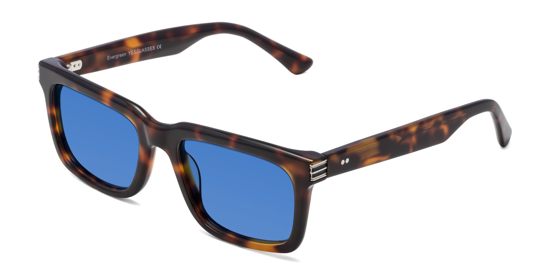 Angle of Evergreen in Tortoise with Blue Tinted Lenses