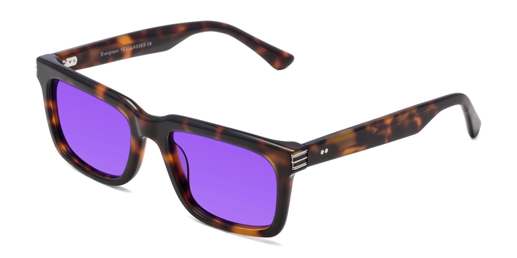 Angle of Evergreen in Tortoise with Purple Tinted Lenses