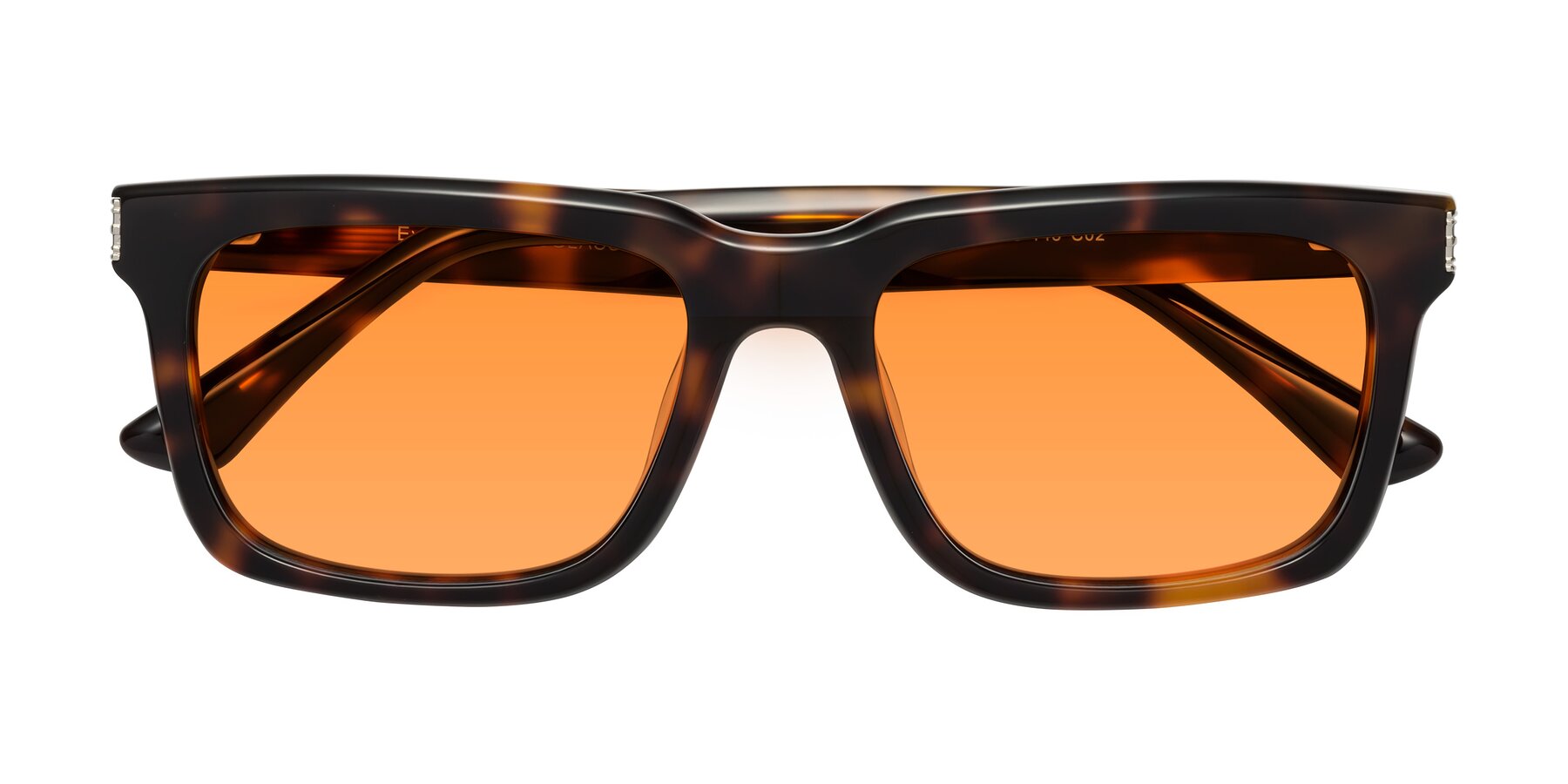 Folded Front of Evergreen in Tortoise with Orange Tinted Lenses