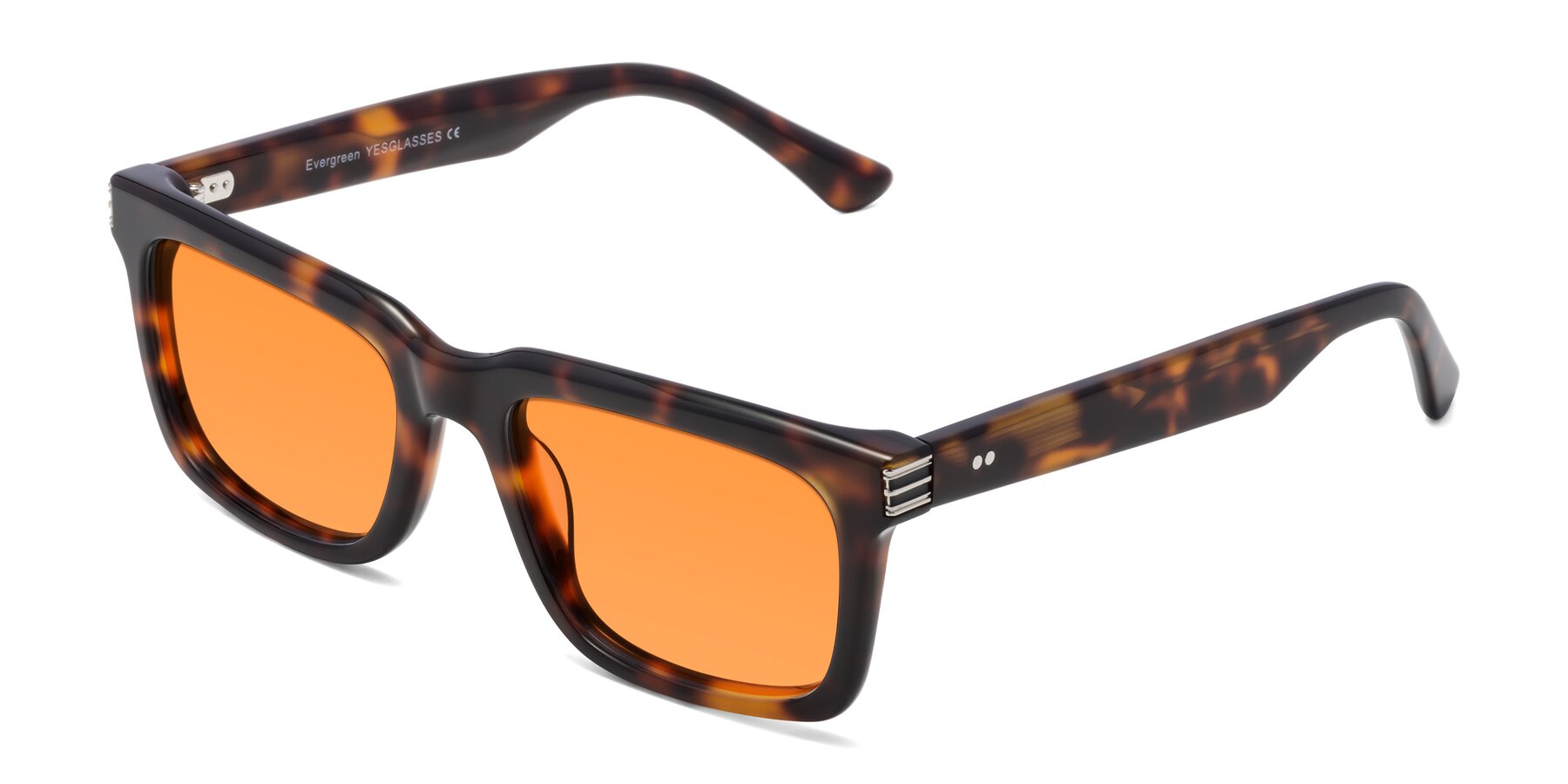 Angle of Evergreen in Tortoise with Orange Tinted Lenses