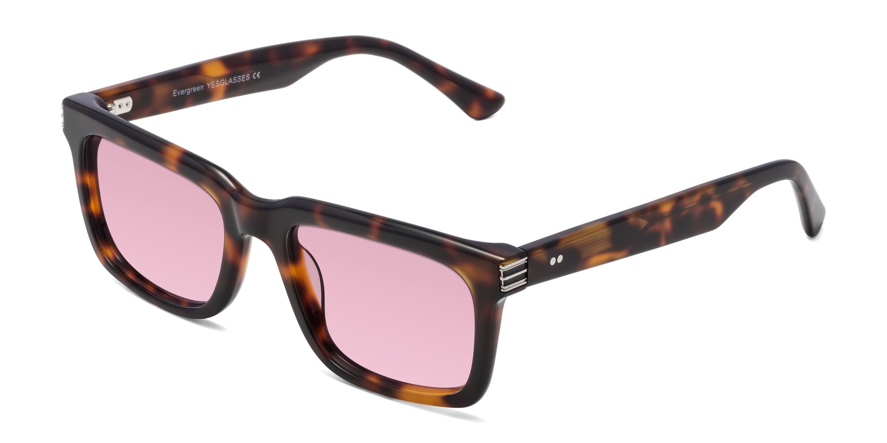 Angle of Evergreen in Tortoise with Light Wine Tinted Lenses