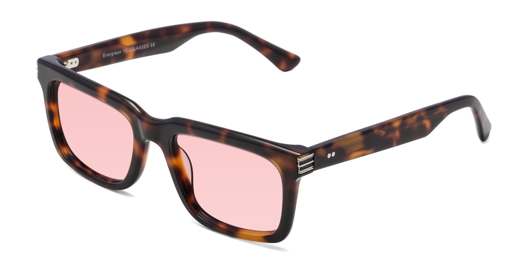 Angle of Evergreen in Tortoise with Light Garnet Tinted Lenses