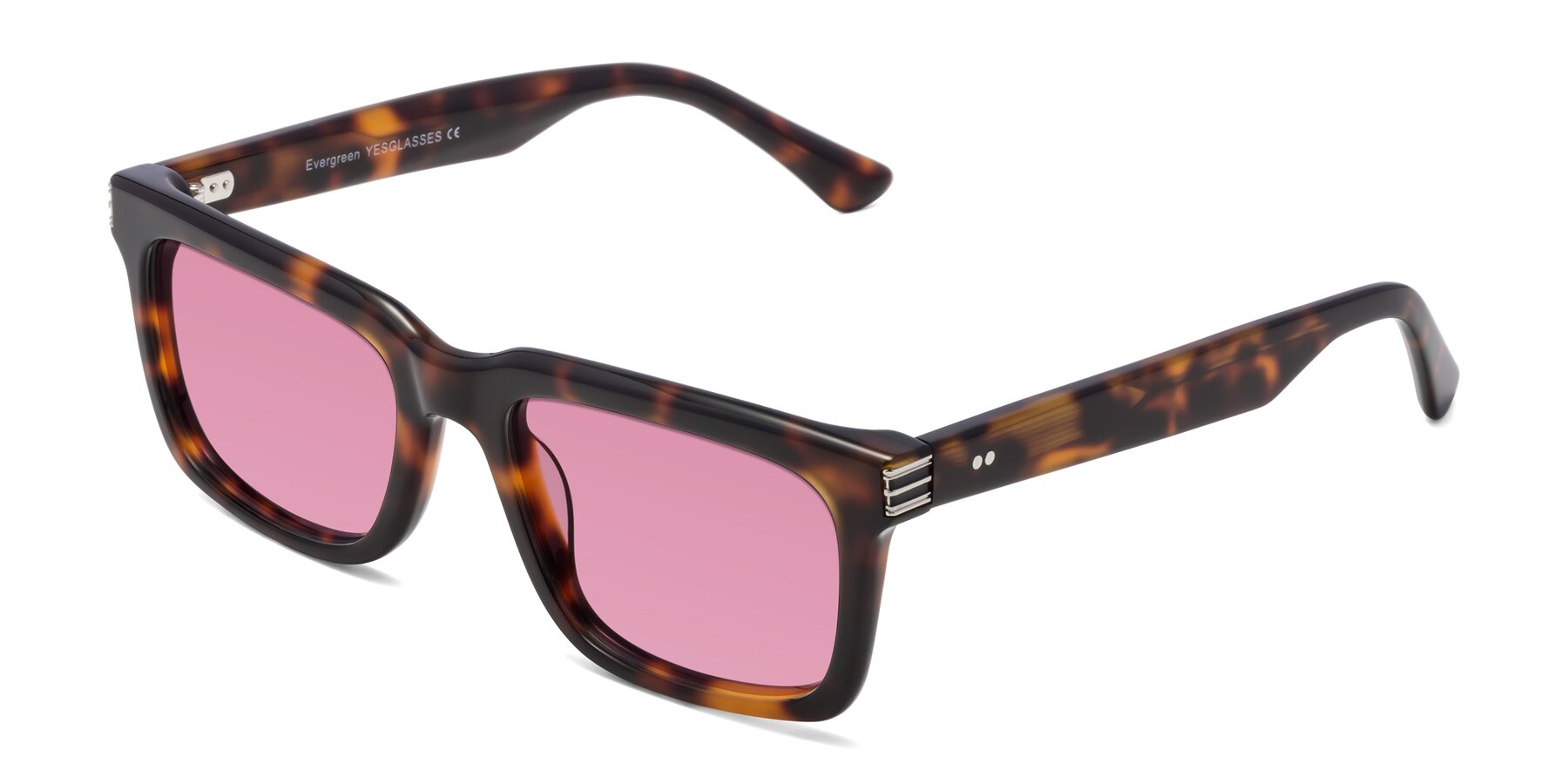 Angle of Evergreen in Tortoise with Medium Wine Tinted Lenses