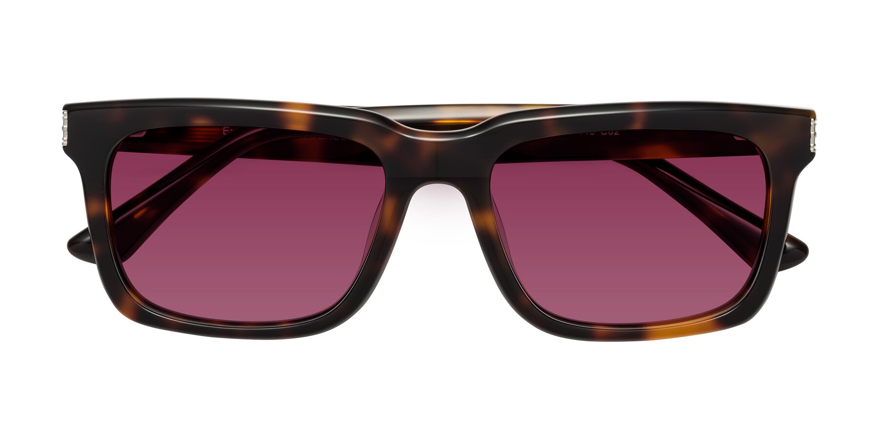 Folded Front of Evergreen in Tortoise with Wine Tinted Lenses