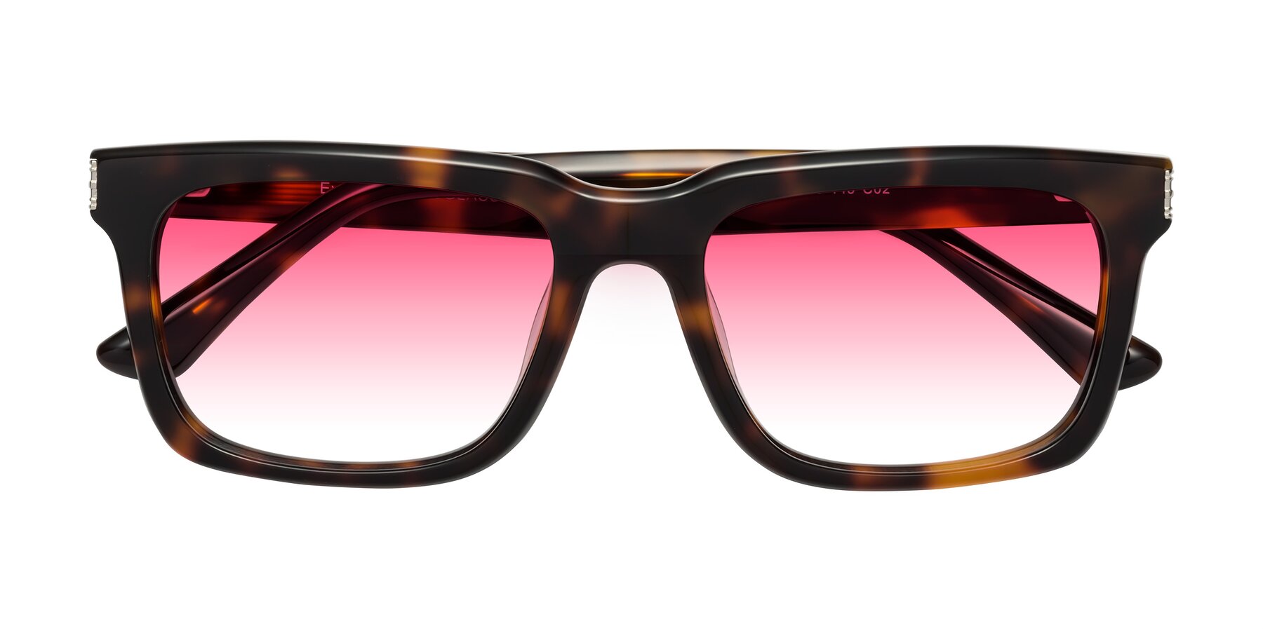 Folded Front of Evergreen in Tortoise with Pink Gradient Lenses
