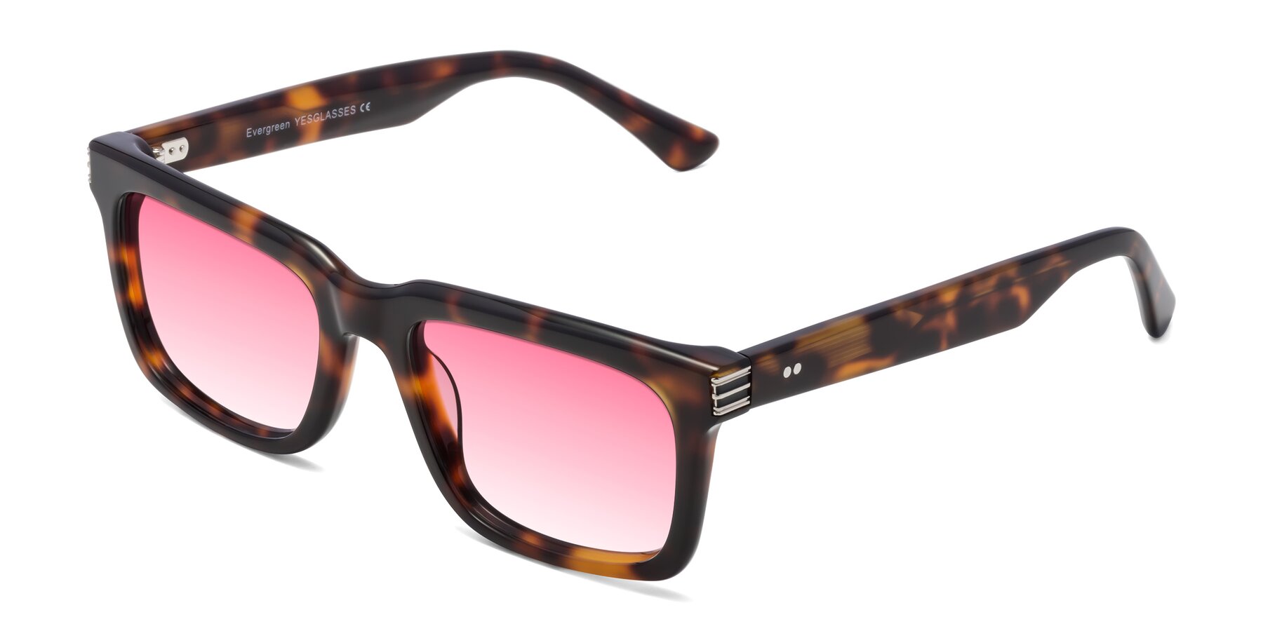 Angle of Evergreen in Tortoise with Pink Gradient Lenses