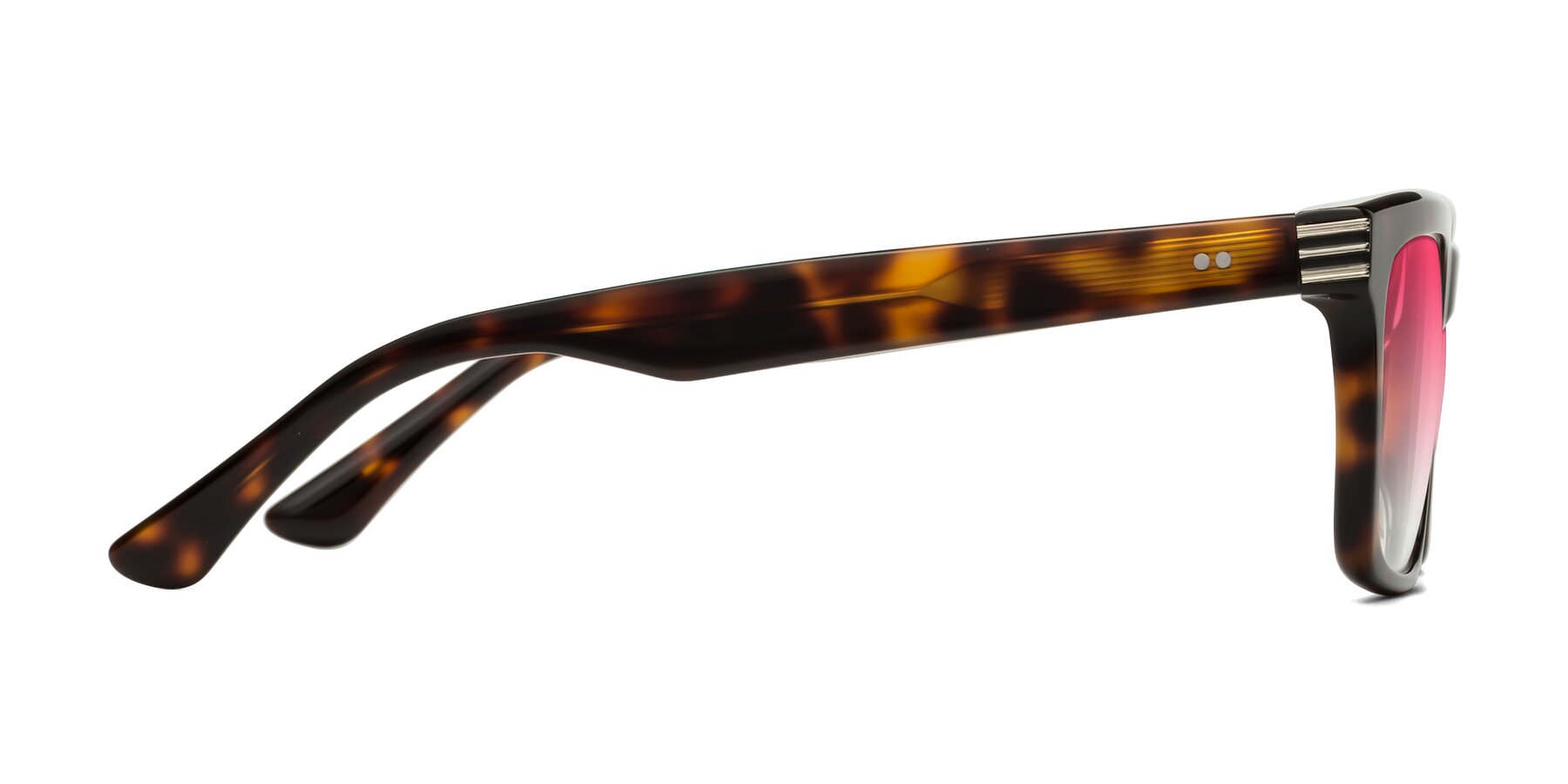 Side of Evergreen in Tortoise with Pink Gradient Lenses