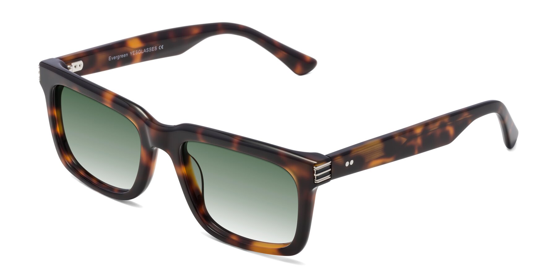 Angle of Evergreen in Tortoise with Green Gradient Lenses