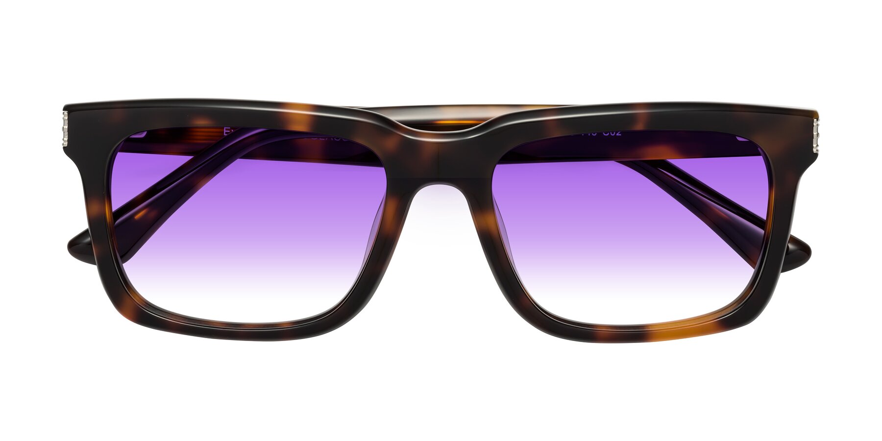 Folded Front of Evergreen in Tortoise with Purple Gradient Lenses