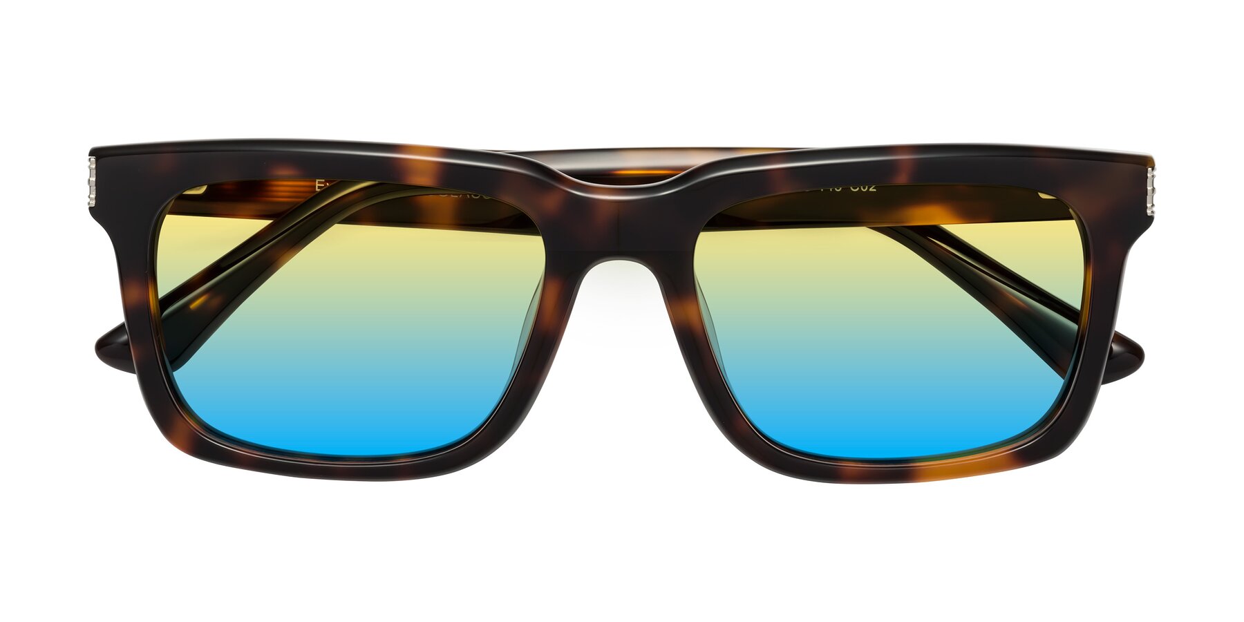 Folded Front of Evergreen in Tortoise with Yellow / Blue Gradient Lenses