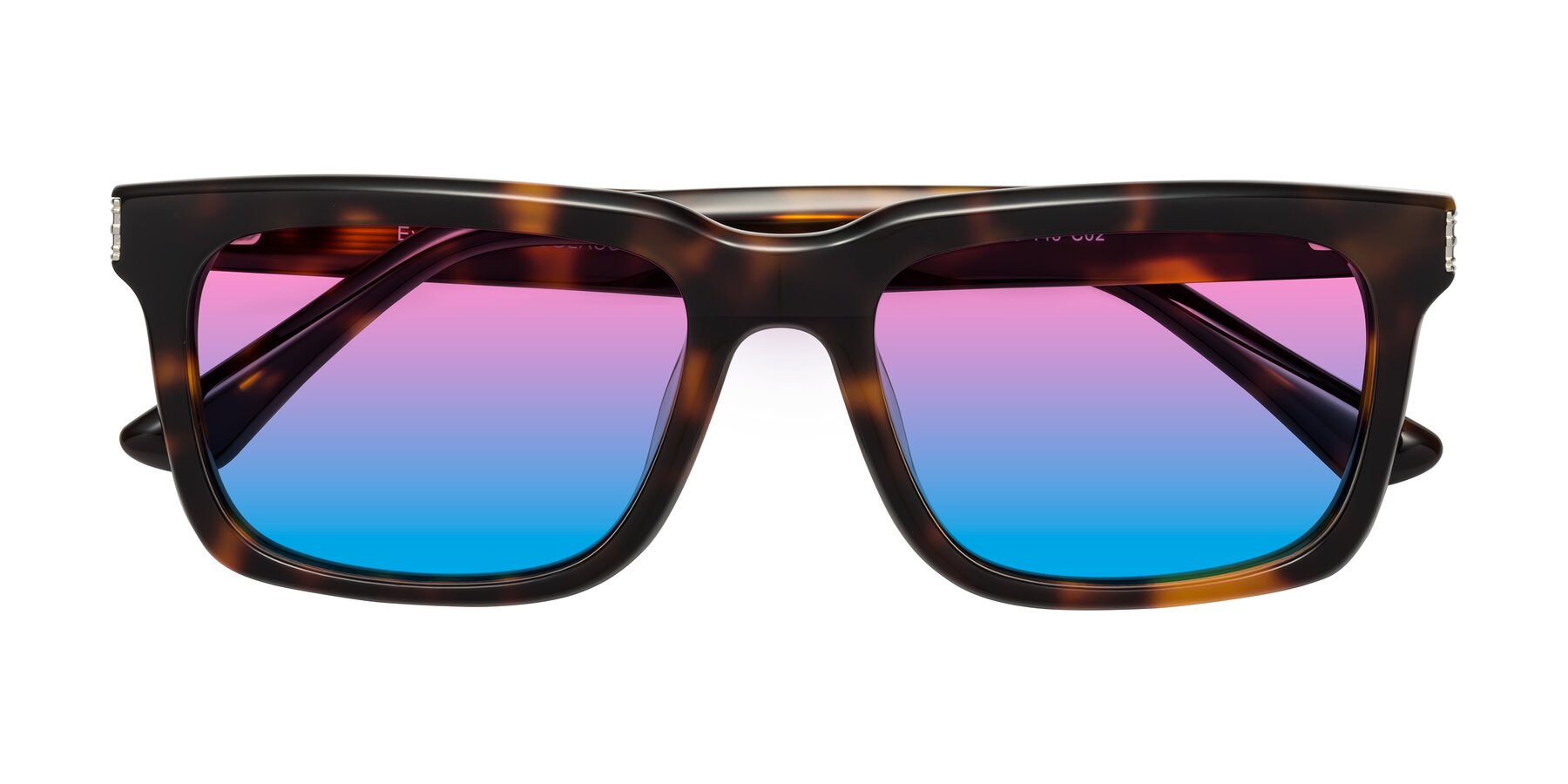 Folded Front of Evergreen in Tortoise with Pink / Blue Gradient Lenses