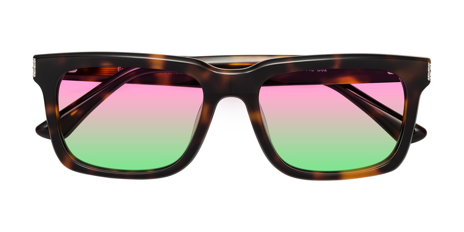 Folded Front of Evergreen in Tortoise with Pink / Green Gradient Lenses