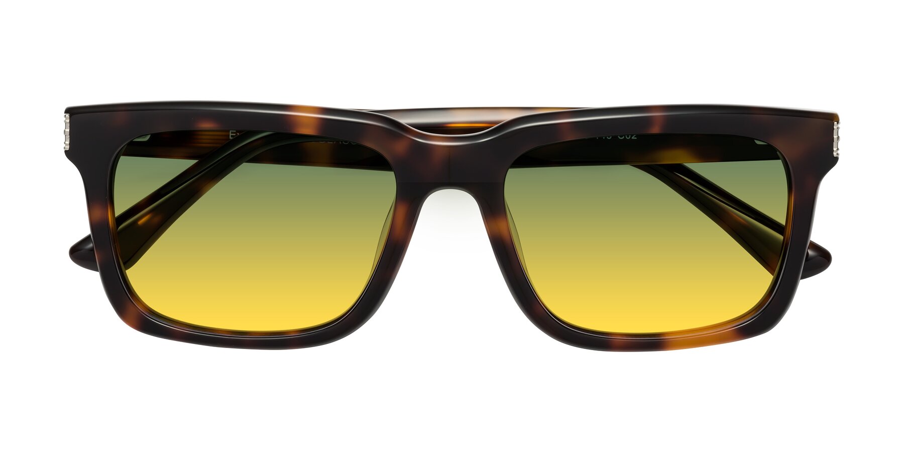 Folded Front of Evergreen in Tortoise with Green / Yellow Gradient Lenses