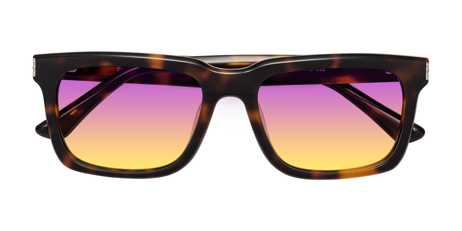 Folded Front of Evergreen in Tortoise with Purple / Yellow Gradient Lenses