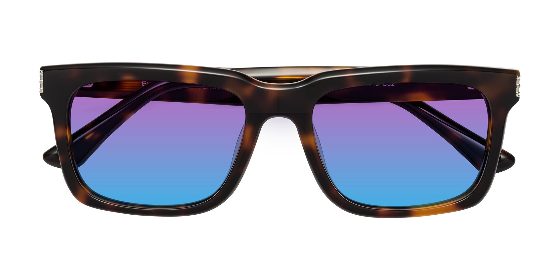 Folded Front of Evergreen in Tortoise with Purple / Blue Gradient Lenses