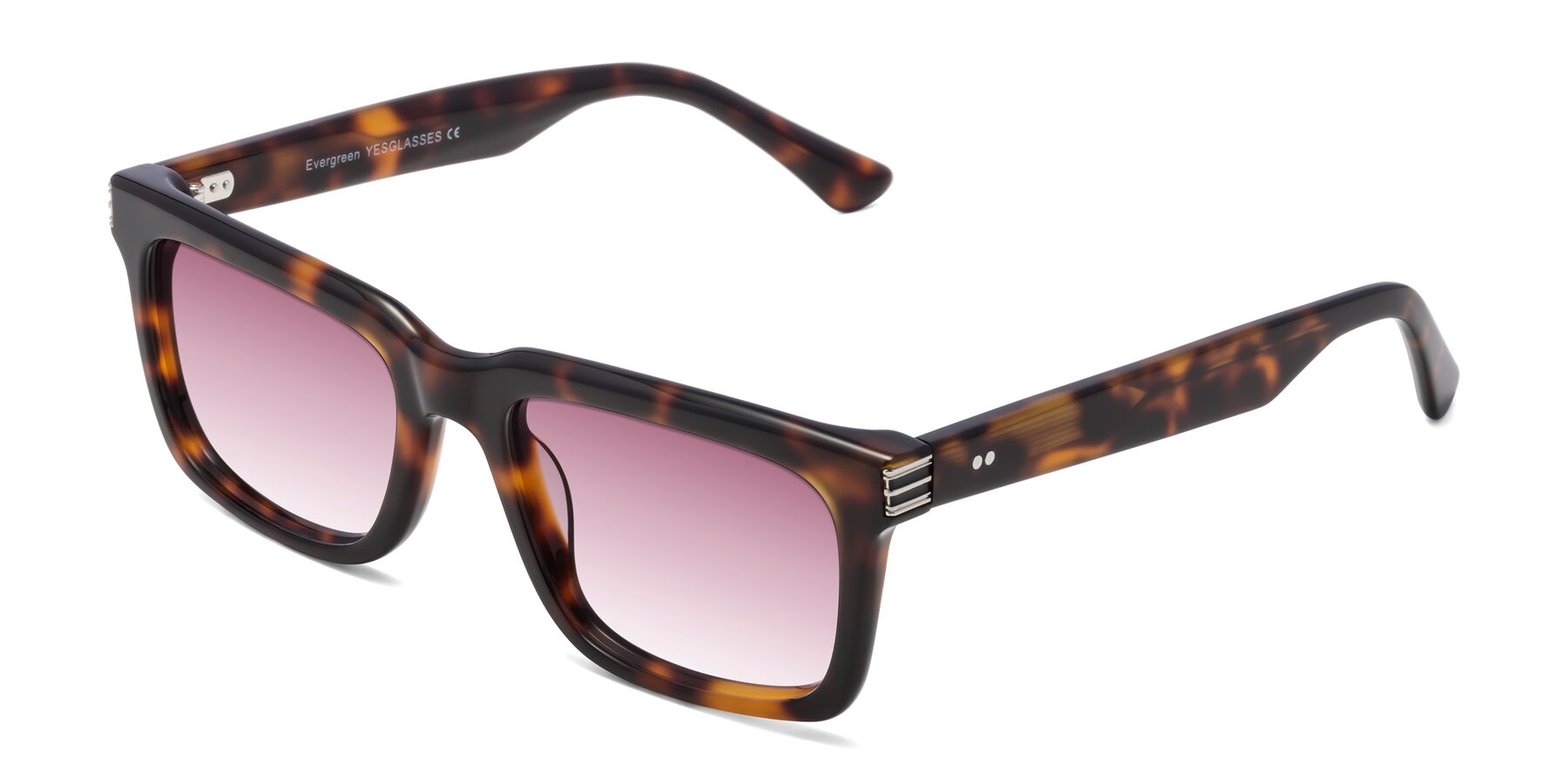 Angle of Evergreen in Tortoise with Wine Gradient Lenses