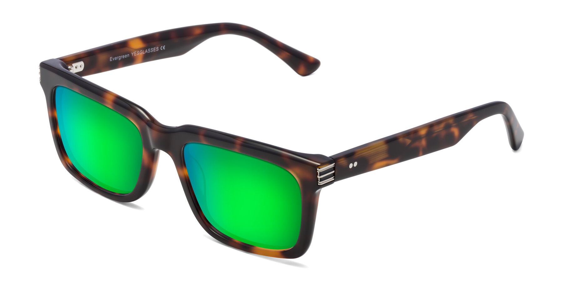 Angle of Evergreen in Tortoise with Green Mirrored Lenses