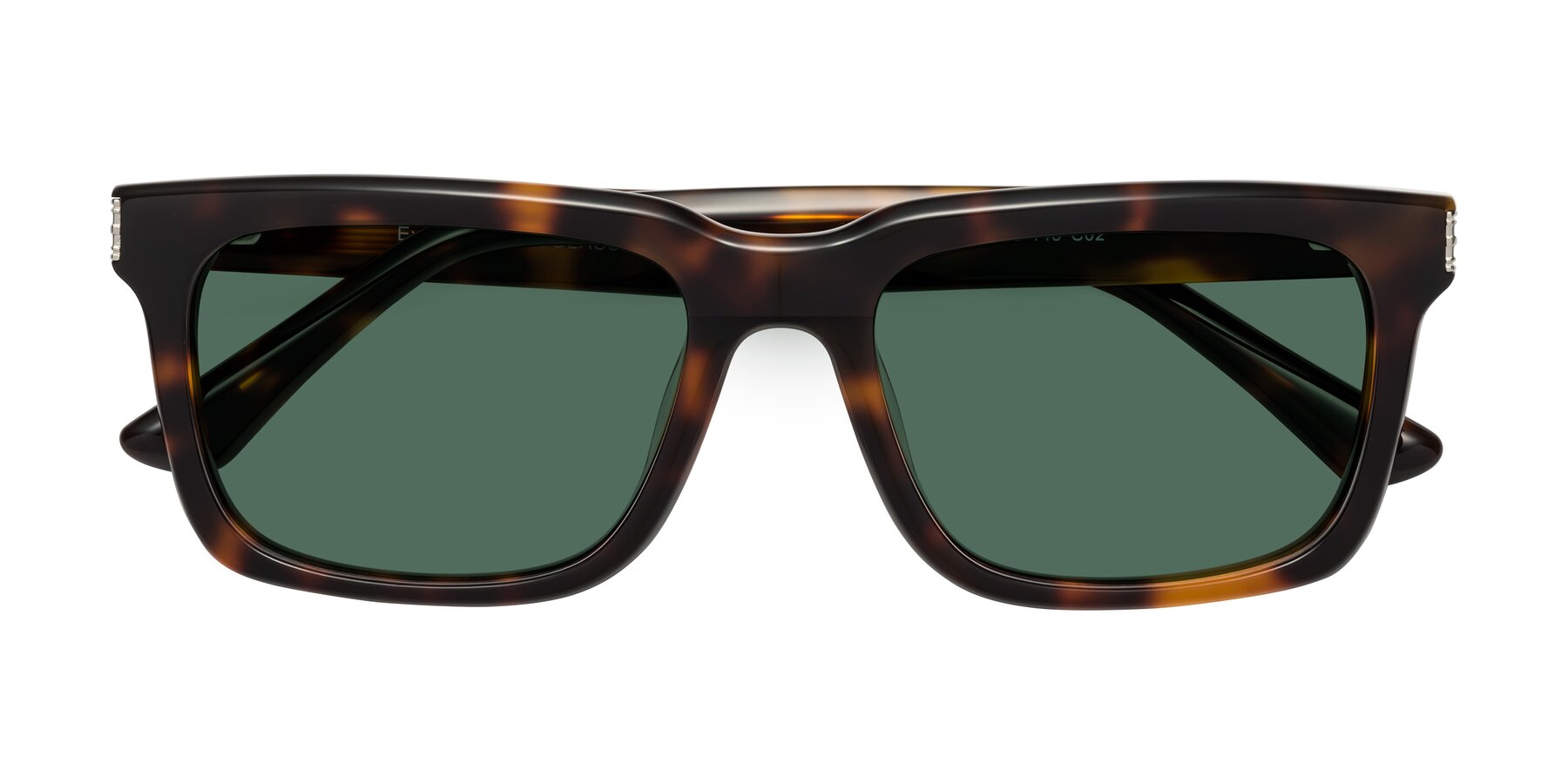 Folded Front of Evergreen in Tortoise with Green Polarized Lenses