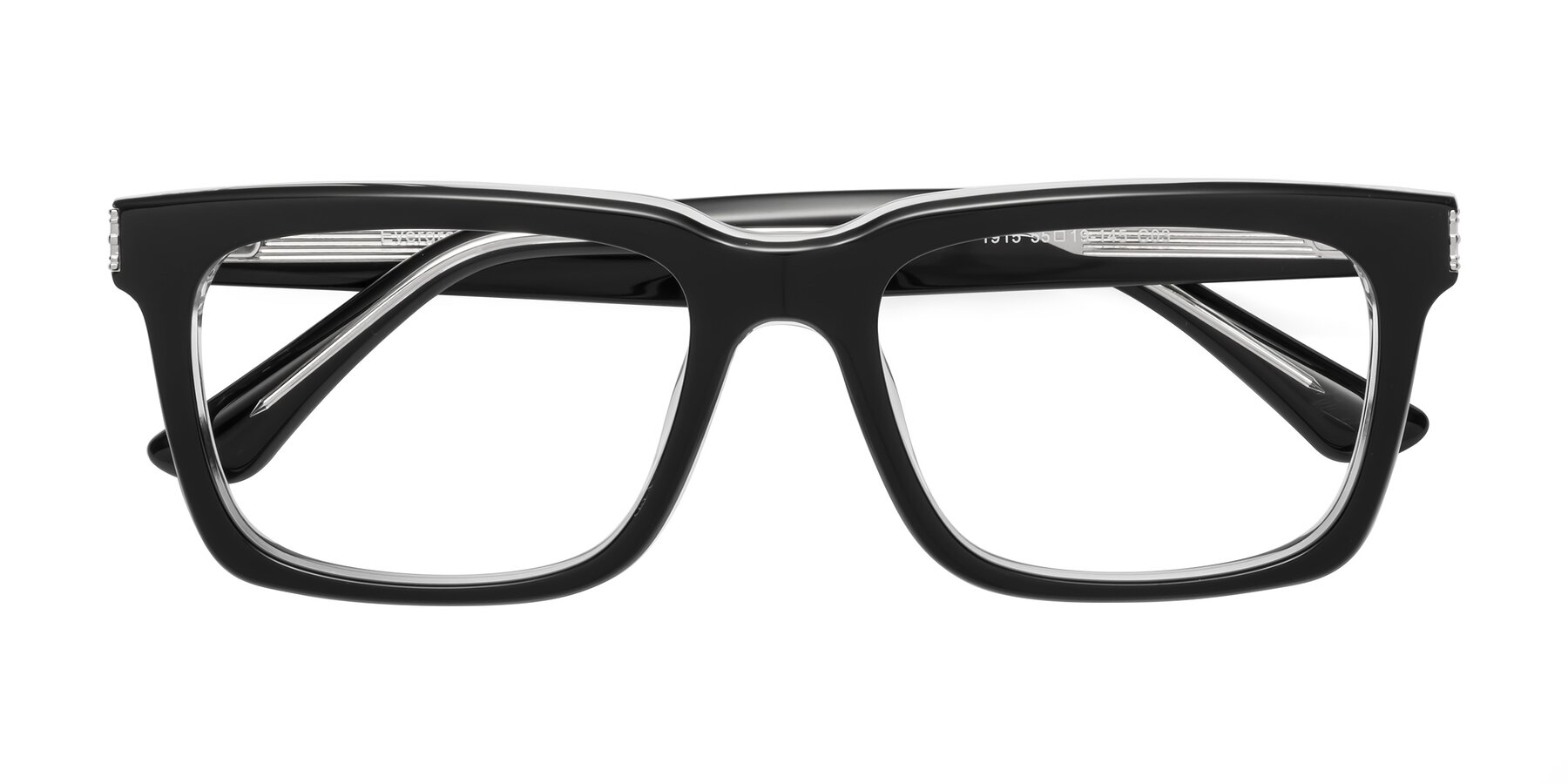 Folded Front of Evergreen in Black-Clear with Clear Eyeglass Lenses