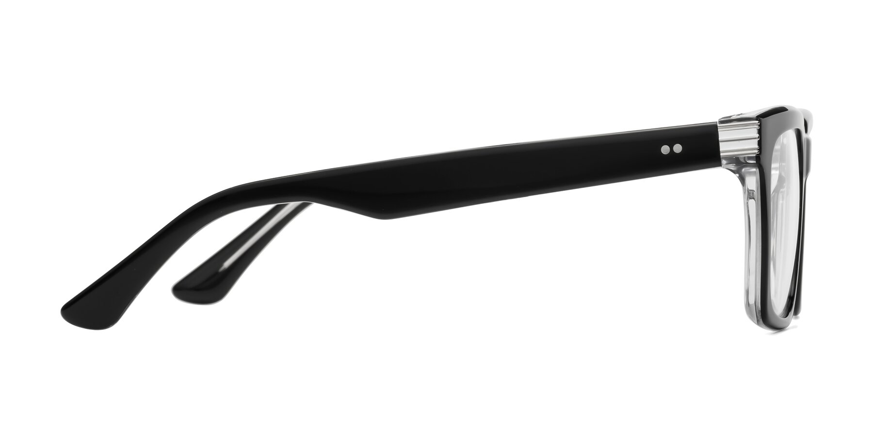 Side of Evergreen in Black-Clear with Clear Eyeglass Lenses