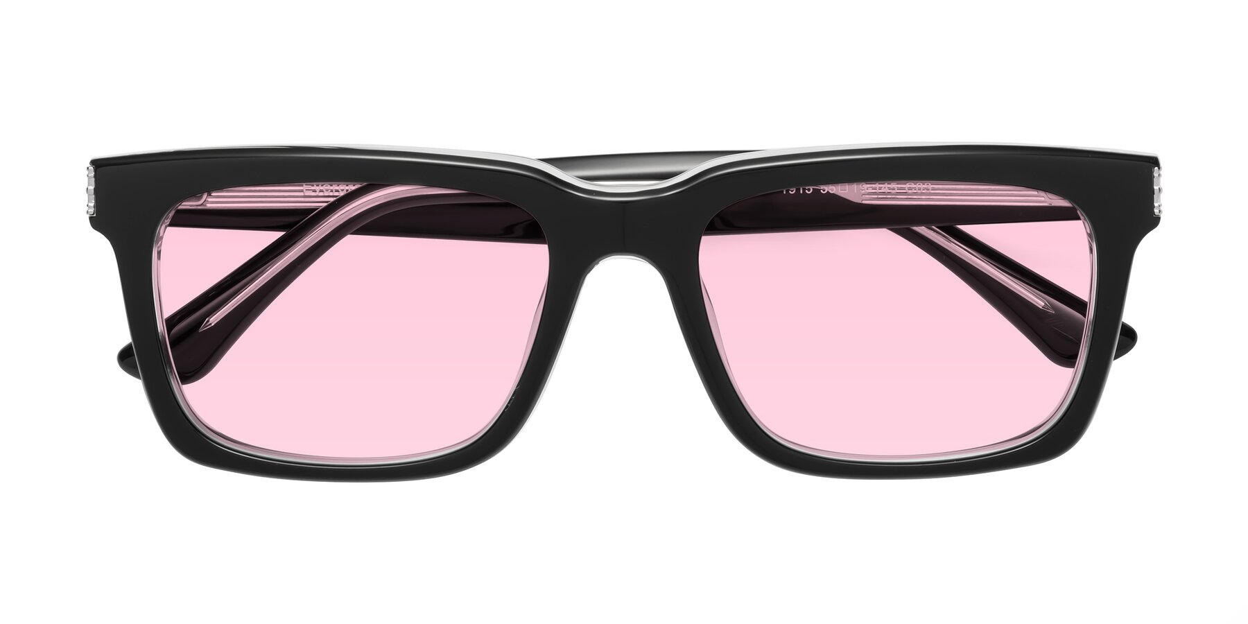 Folded Front of Evergreen in Black-Clear with Light Pink Tinted Lenses