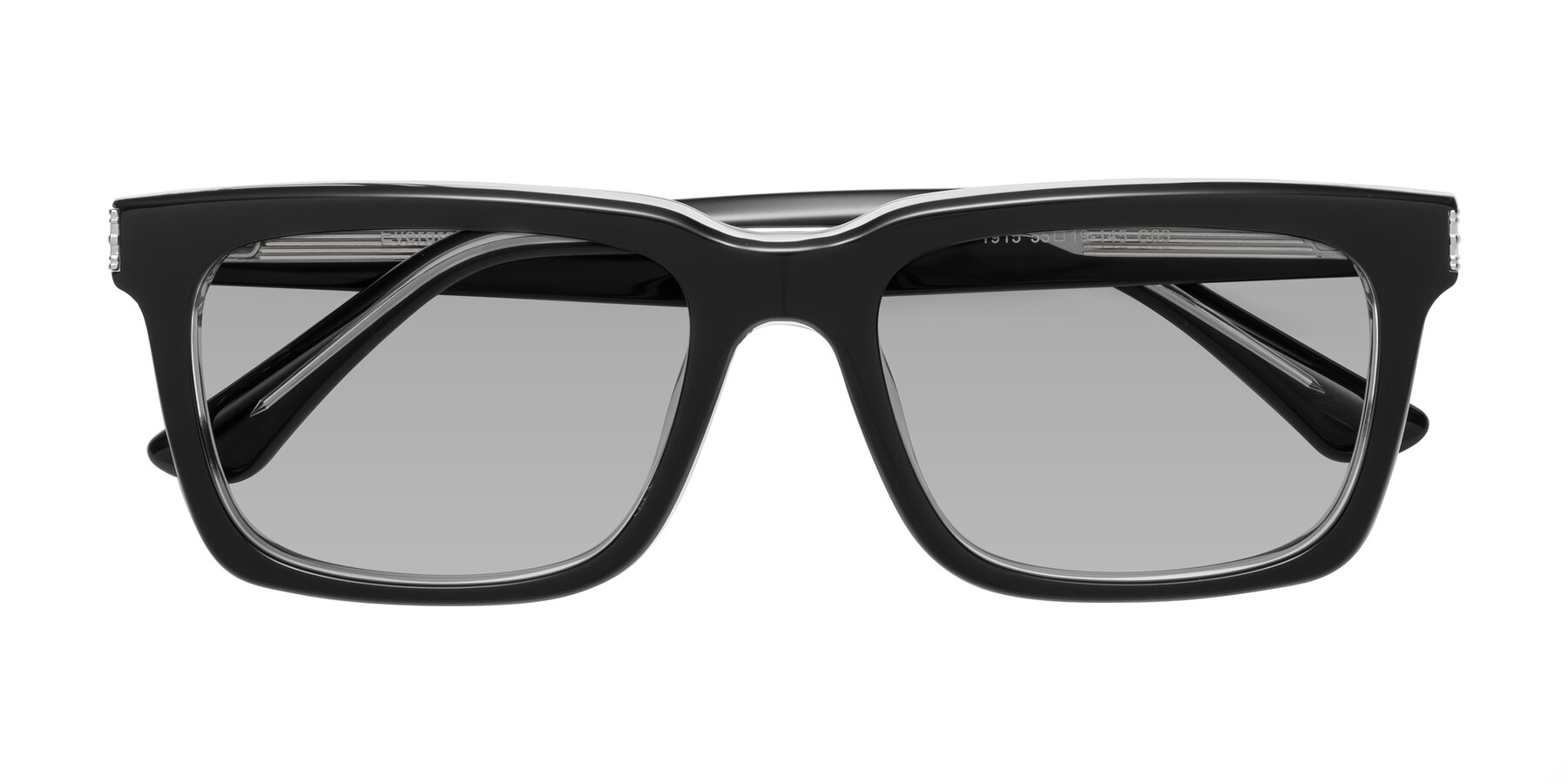 Folded Front of Evergreen in Black-Clear with Light Gray Tinted Lenses