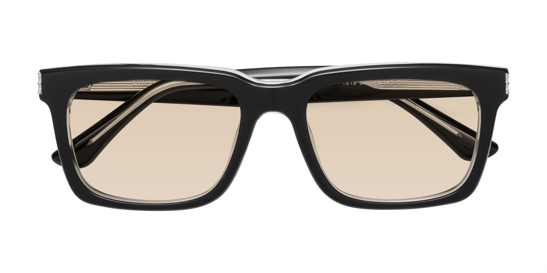 Folded Front of Evergreen in Black-Clear with Light Brown Tinted Lenses