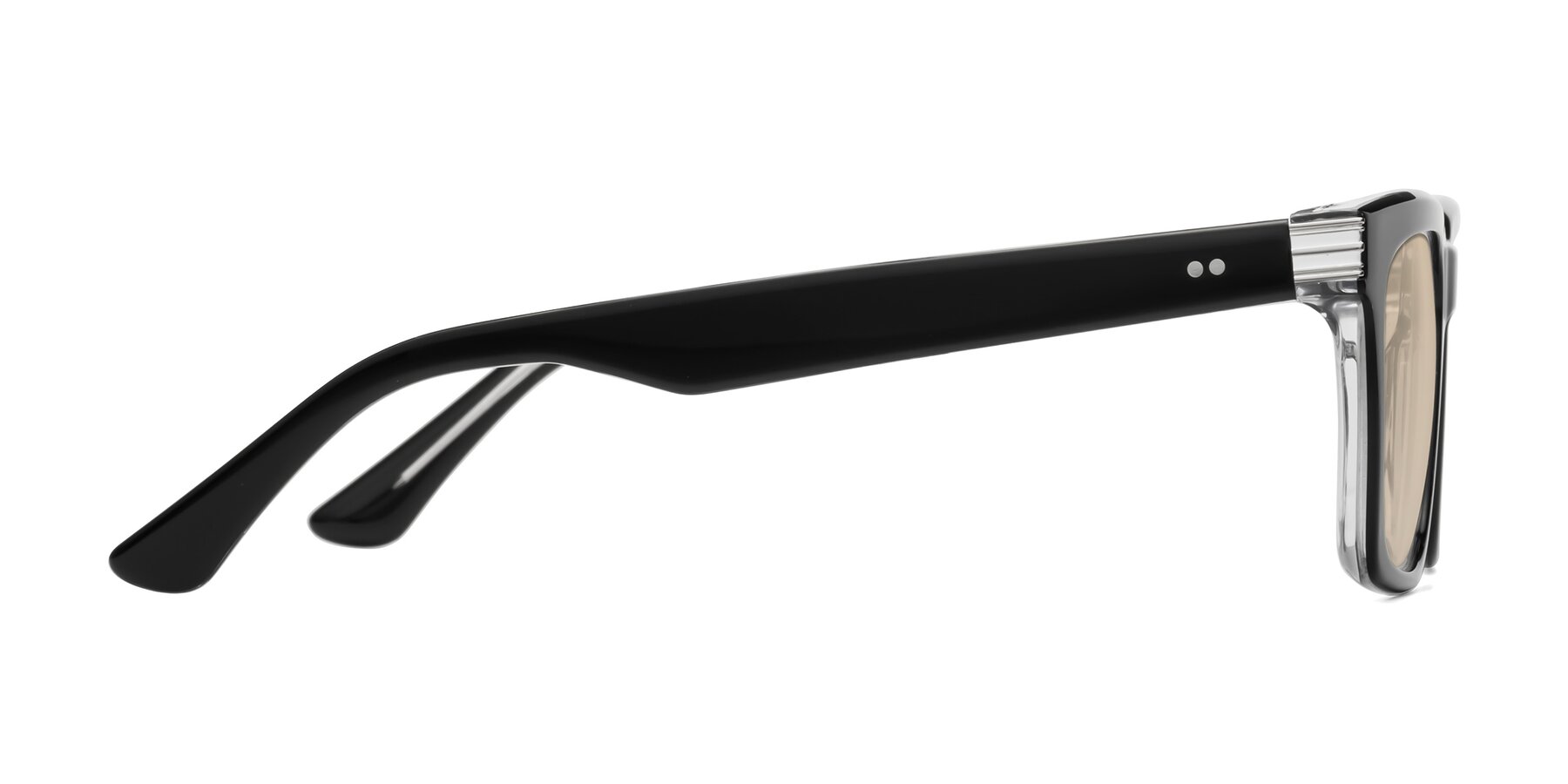 Side of Evergreen in Black-Clear with Light Brown Tinted Lenses