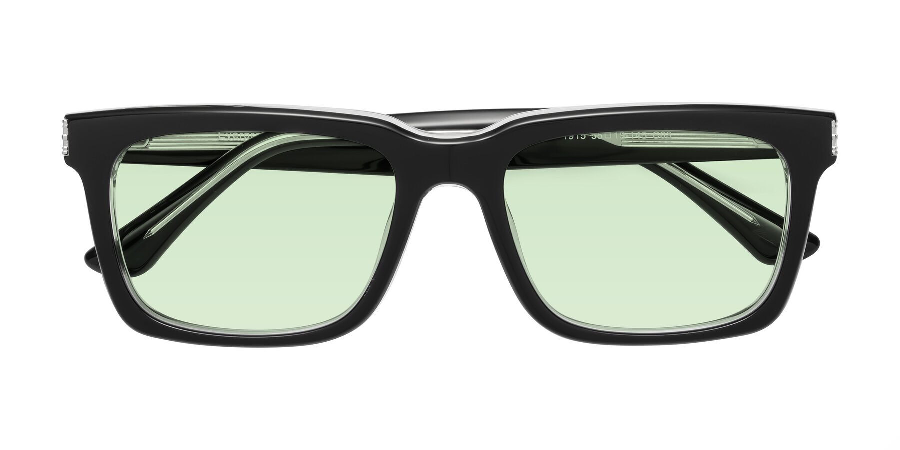 Folded Front of Evergreen in Black-Clear with Light Green Tinted Lenses